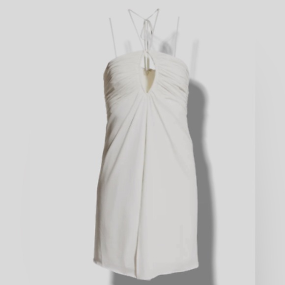 NWT Halston Heritage Fia Halter Jersey Mini Dress in Chalk White - Picture 2 of 7